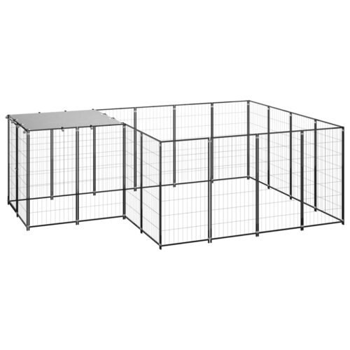 Dog Kennel Black 6.05m² Steel