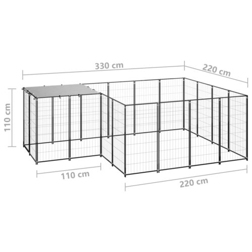 Dog Kennel Black 6.05m² Steel - Image 6