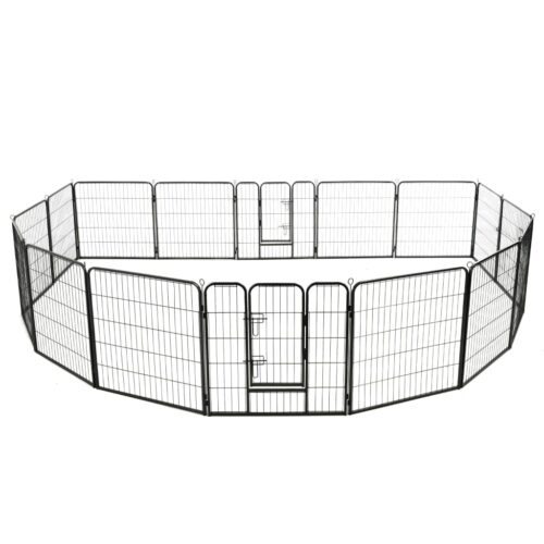 Dog Playpen 16 Panels Steel 80x80cm Black - Image 2