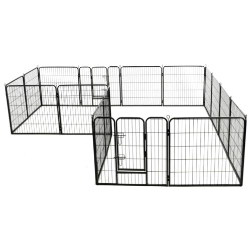 Dog Playpen 16 Panels Steel 80x80cm Black - Image 3