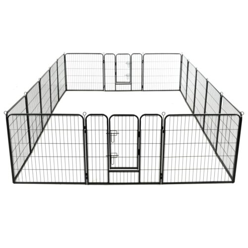 Dog Playpen 16 Panels Steel 80x80cm Black - Image 5