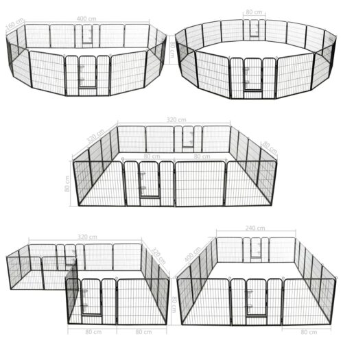 Dog Playpen 16 Panels Steel 80x80cm Black - Image 8