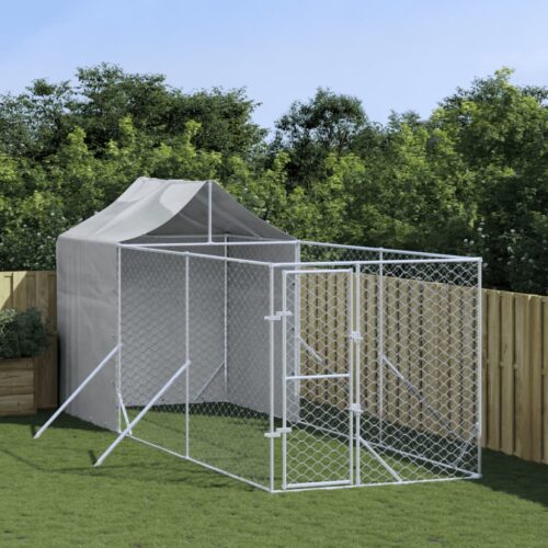 Outdoor Dog Kennel with Roof Silver 2x6x2.5mGalvanised Steel - Image 5