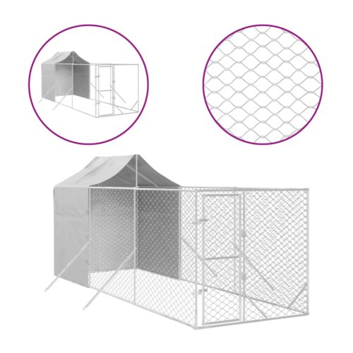Outdoor Dog Kennel with Roof Silver 2x6x2.5mGalvanised Steel - Image 2