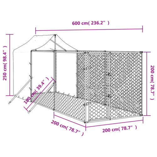 Outdoor Dog Kennel with Roof Silver 2x6x2.5mGalvanised Steel - Image 4