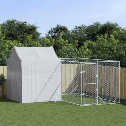 Outdoor Dog Kennel with Roof Silver 4x4x2.5mGalvanised Steel - Image 5