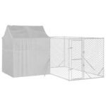 Outdoor Dog Kennel with Roof Silver 4x4x2.5mGalvanised Steel