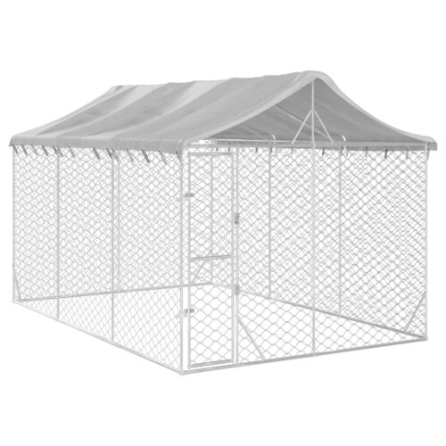 Outdoor Dog Kennel with Roof Silver 3x4.5x2.5mGalvanised Steel