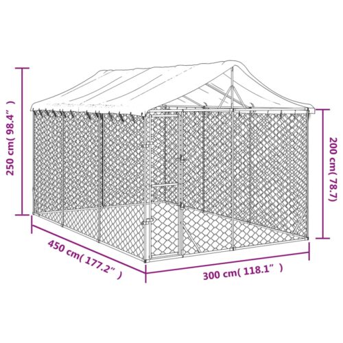 Outdoor Dog Kennel with Roof Silver 3x4.5x2.5mGalvanised Steel - Image 4