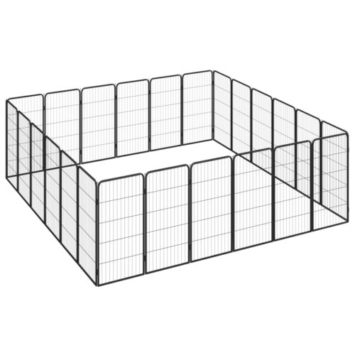 24-Panel Dog Playpen Black 50x100cm Powder-Coated Steel - Image 3
