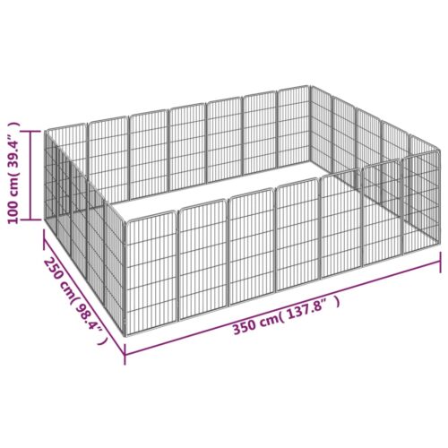24-Panel Dog Playpen Black 50x100cm Powder-Coated Steel - Image 7
