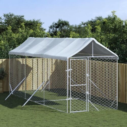 Outdoor Dog Kennel with Roof Silver 2x6x2.5mGalvanised Steel - Image 5