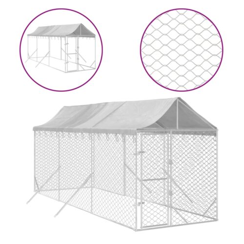 Outdoor Dog Kennel with Roof Silver 2x6x2.5mGalvanised Steel - Image 2