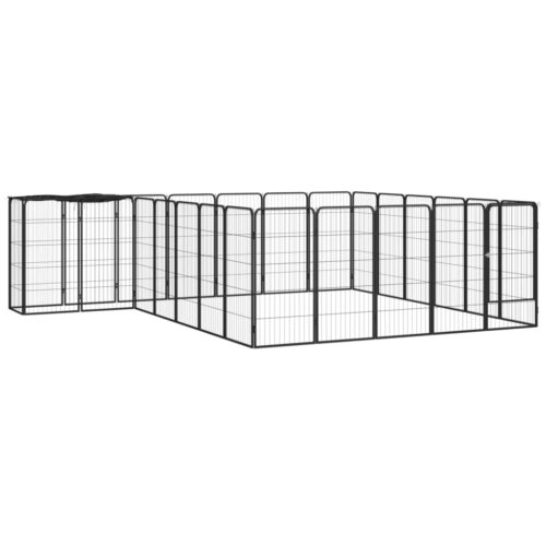26-Panel Dog Playpen Black 50x100cm Powder-Coated Steel