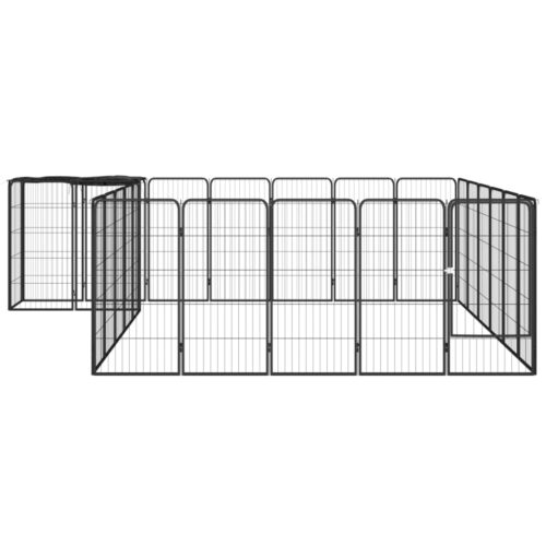 26-Panel Dog Playpen Black 50x100cm Powder-Coated Steel - Image 2