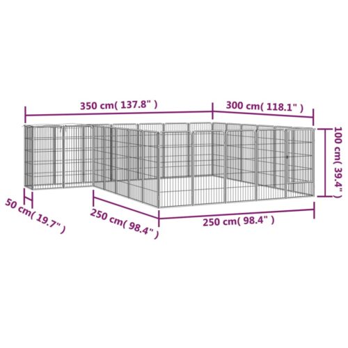 26-Panel Dog Playpen Black 50x100cm Powder-Coated Steel - Image 6