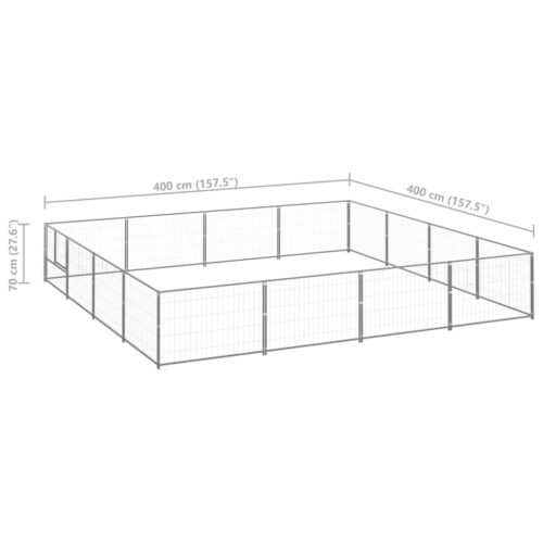 Dog Kennel Silver 16m² Steel - Image 6
