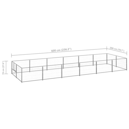 Dog Kennel Silver 12m² Steel - Image 6