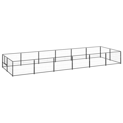 Dog Kennel Black 12m² Steel