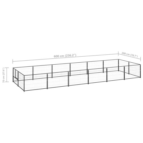 Dog Kennel Black 12m² Steel - Image 6