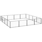 Dog Kennel Black 16m² Steel