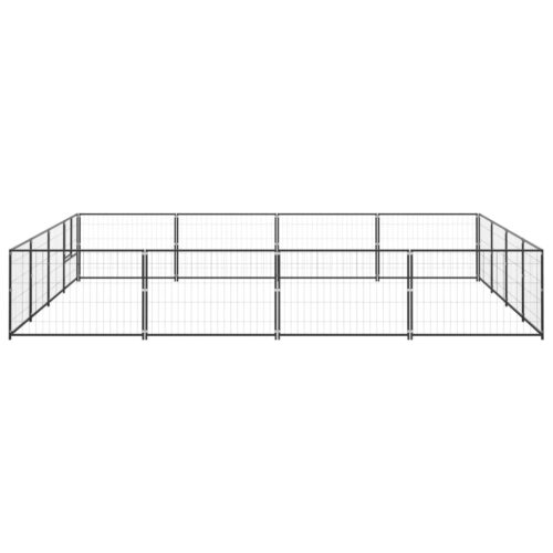 Dog Kennel Black 16m² Steel - Image 2