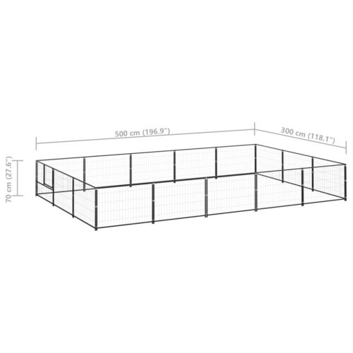 Dog Kennel Black 15m² Steel - Image 6