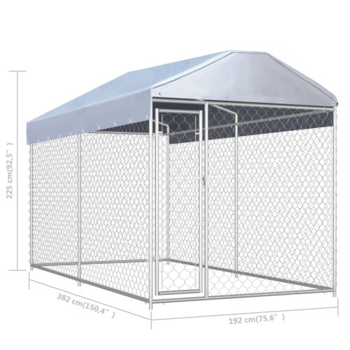 Outdoor Dog Kennel with Canopy Top 382x192x225cm - Image 4