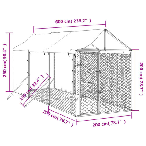 Outdoor Dog Kennel with Roof Silver 2x6x2.5mGalvanised Steel - Image 5