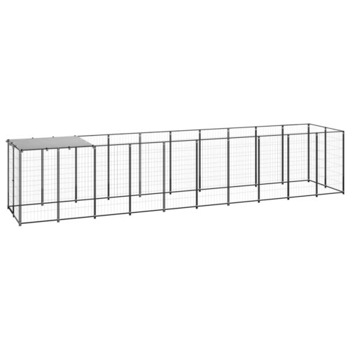 Dog Kennel Black 6.05m² Steel