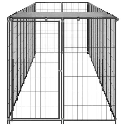 Dog Kennel Black 6.05m² Steel - Image 3