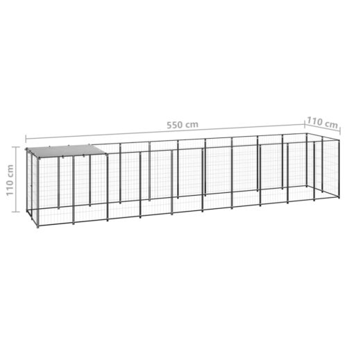 Dog Kennel Black 6.05m² Steel - Image 6