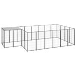 Dog Kennel Black 8.47m² Steel