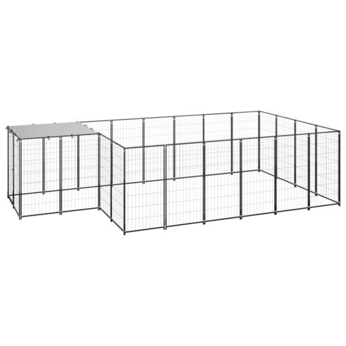 Dog Kennel Black 8.47m² Steel
