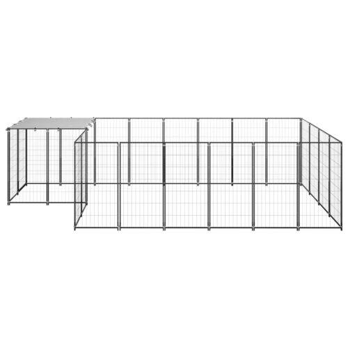 Dog Kennel Black 8.47m² Steel - Image 2