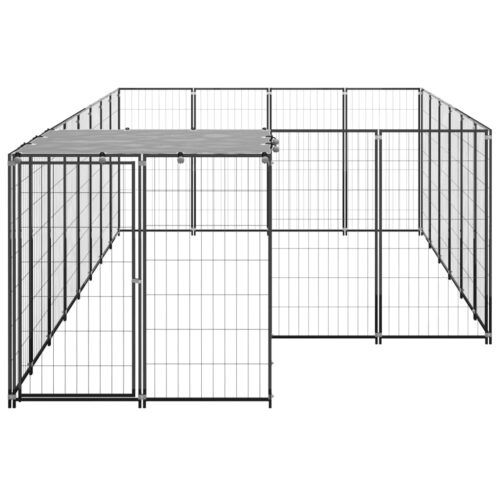 Dog Kennel Black 8.47m² Steel - Image 3