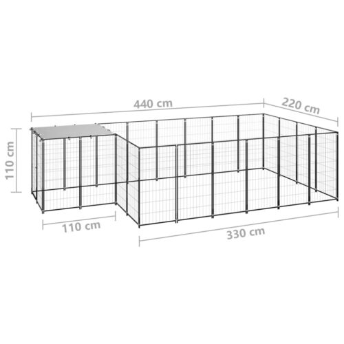 Dog Kennel Black 8.47m² Steel - Image 6