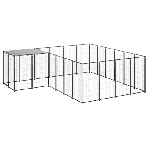 Dog Kennel Black 8.47m² Steel