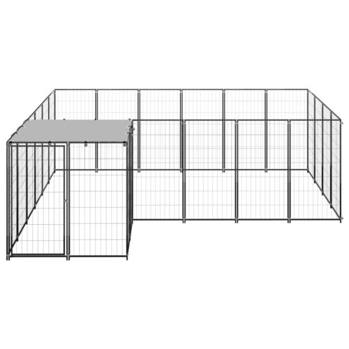 Dog Kennel Black 8.47m² Steel - Image 2