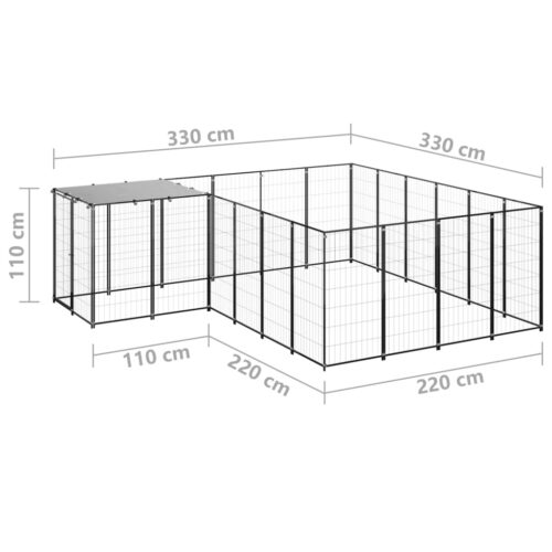 Dog Kennel Black 8.47m² Steel - Image 6
