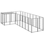 Dog Kennel Black 6.05m² Steel
