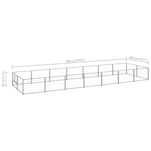 Dog Kennel Silver 14m² Steel - Image 6