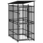 Outdoor Dog Kennel with Roof Steel 1.84m²