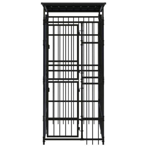Outdoor Dog Kennel with Roof Steel 1.84m² - Image 2