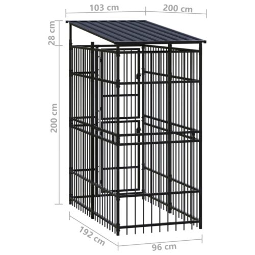 Outdoor Dog Kennel with Roof Steel 1.84m² - Image 8