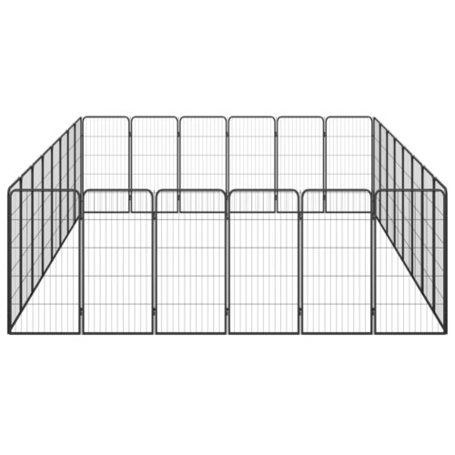 28-Panel Dog Playpen Black 50x100cm Powder-Coated Steel - Image 4