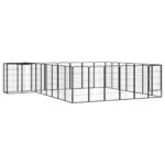 30-Panel Dog Playpen Black 50x100cm Powder-coated Steel