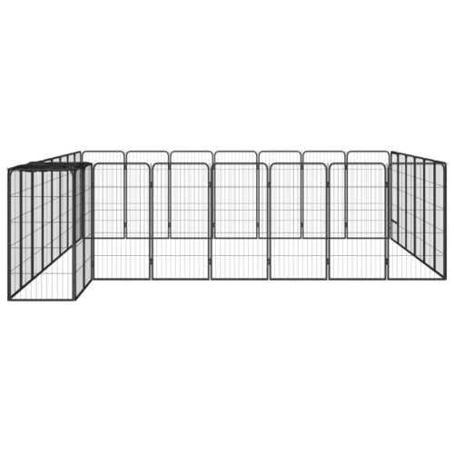 30-Panel Dog Playpen Black 50x100cm Powder-coated Steel - Image 3