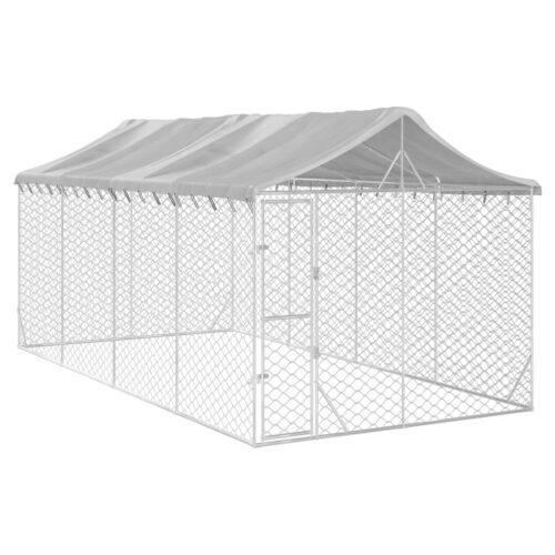 Outdoor Dog Kennel with Roof Silver 3x6x2.5mGalvanised Steel