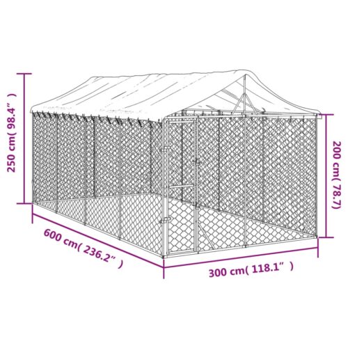 Outdoor Dog Kennel with Roof Silver 3x6x2.5mGalvanised Steel - Image 4